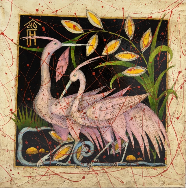 Painting for sale online - Herons - Pair