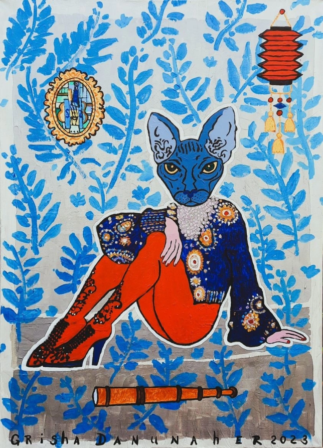 Painting for sale online - Sphinx girl with a telescope