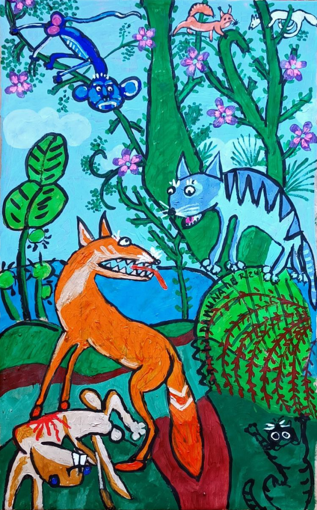 Painting for sale online - Zoo-thriller, or Who Killed the Bunny?