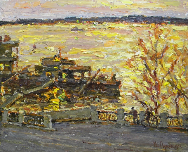 Painting for sale online - The Evening at the Volga River.