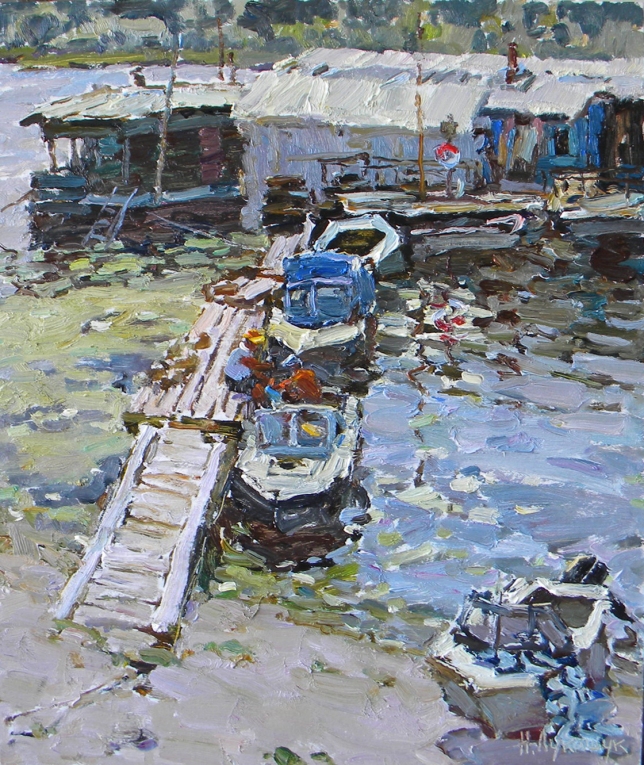 Painting for sale online - The Boat Station in Tsarevshchyna