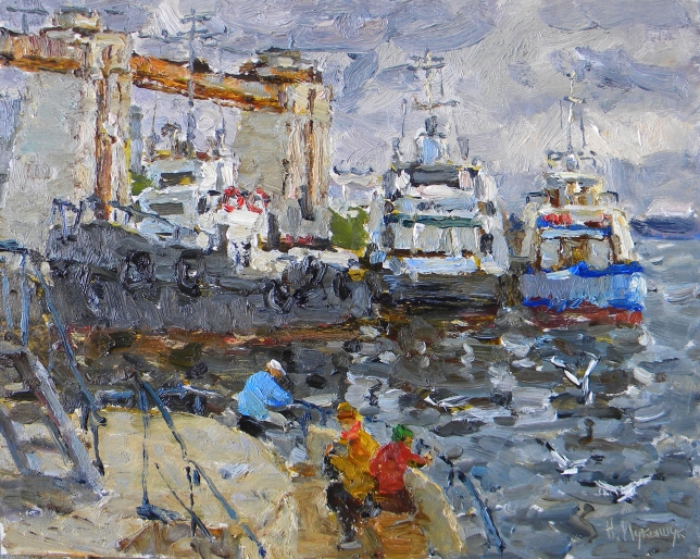 Painting for sale online - At the river station