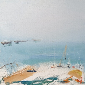 Painting for sale online - Cargo port in Yalta. February