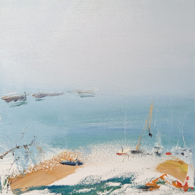 Painting for sale online - Cargo port in Yalta. February.