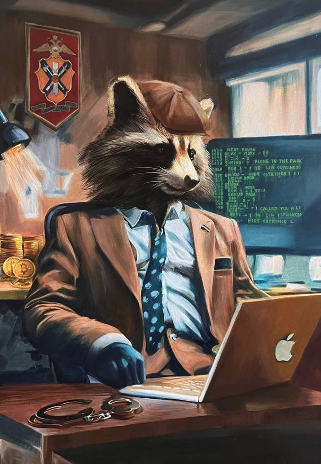 Painting for sale online - Business raccoon