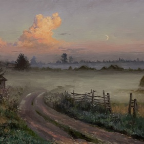 Painting for sale online - The fog was falling on the fields