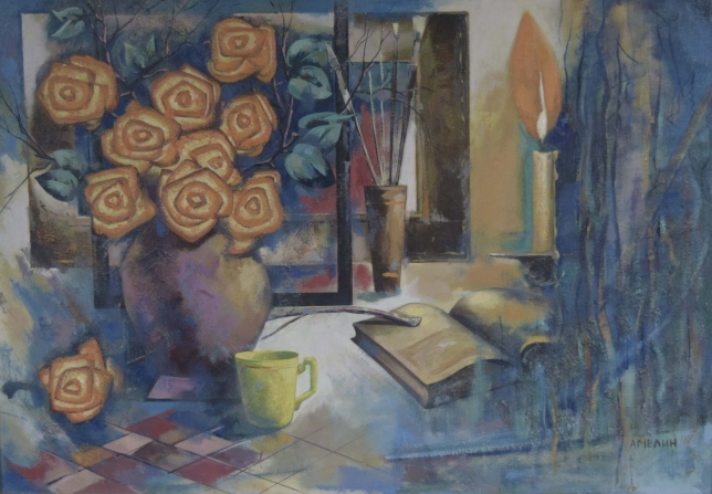 Painting for sale online - Evening in the workshop