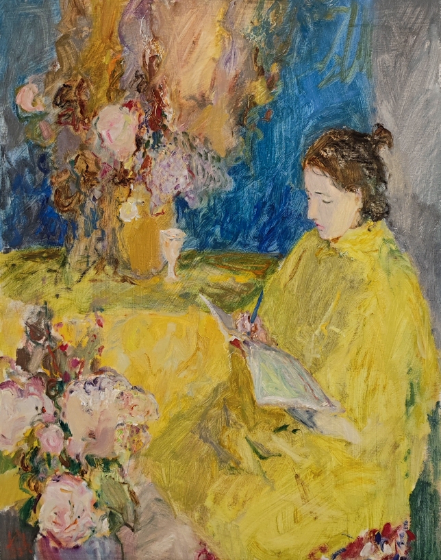 Painting for sale online - Camilla in DAK studio