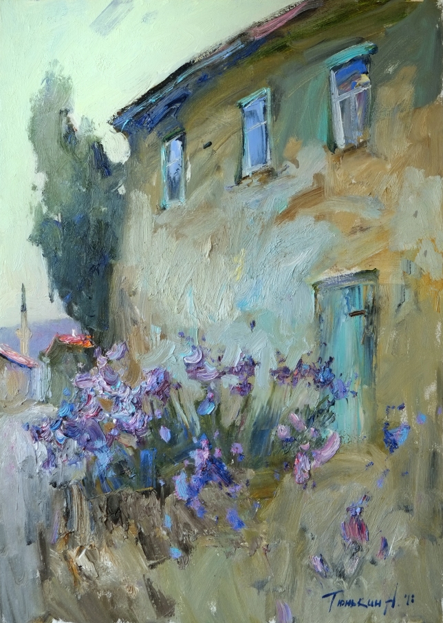 Painting for sale online - Irises in the rain