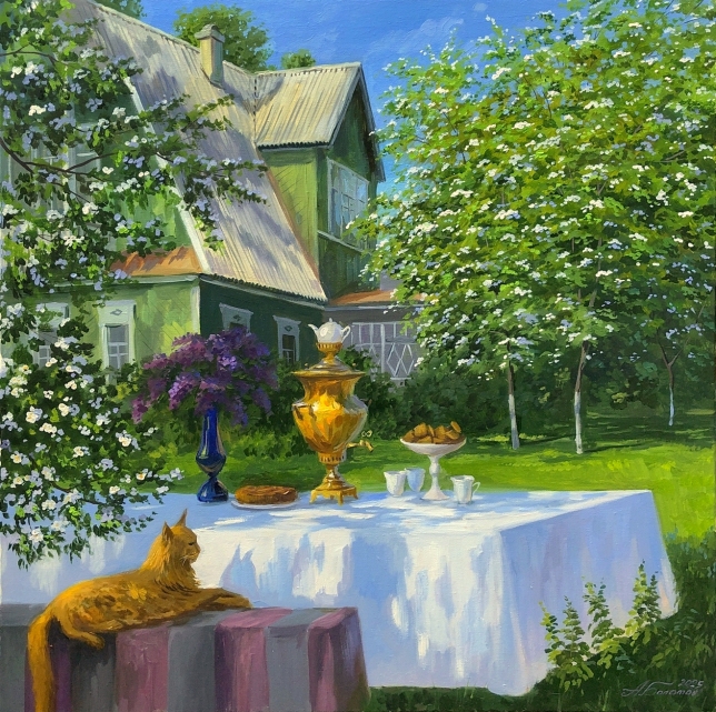 Painting for sale online - At the dacha in spring.