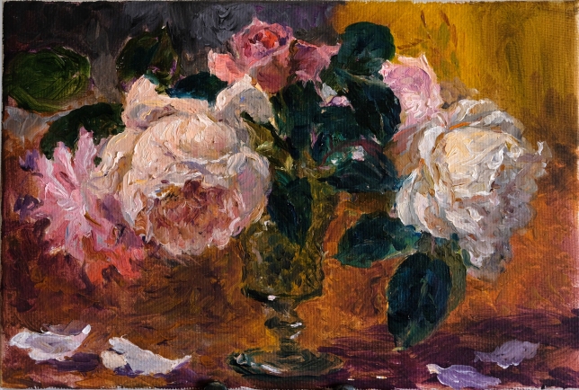 Painting for sale online - Roses in a glass