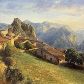 Painting for sale online - Sunset over the cliffs of Verdon