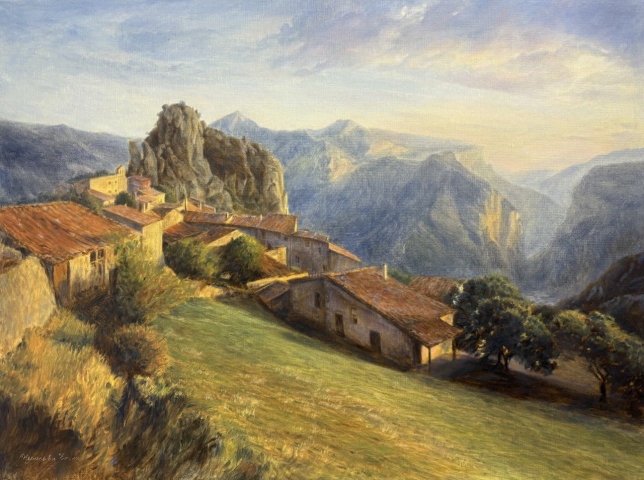 Painting for sale online - Sunset over the cliffs of Verdon