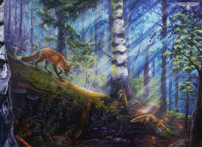 Painting for sale online - Foxes in the Forest