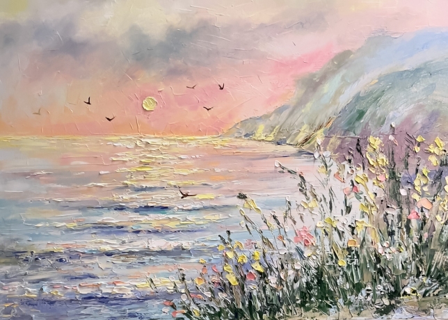 Painting for sale online - Sunset at sea