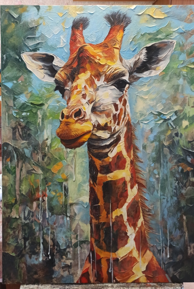 Painting for sale online - Giraffe in the texture of feelings