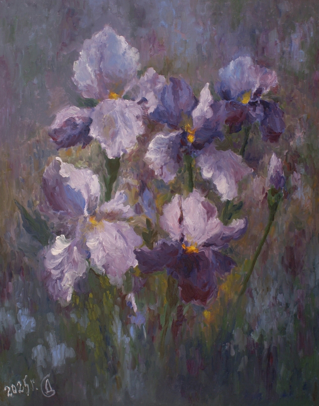 Painting for sale online - Irises in the garden