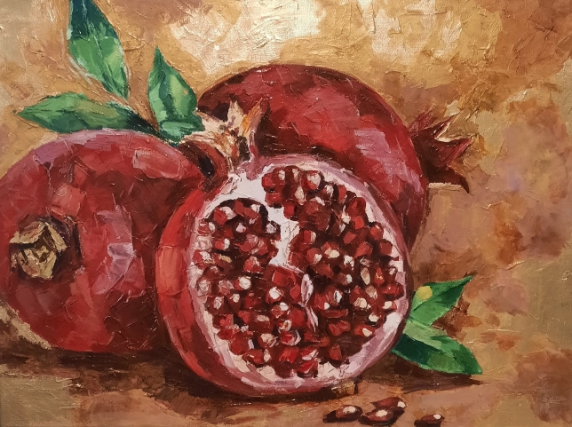 Painting for sale online - Garnet Texture: Ripe Still Life