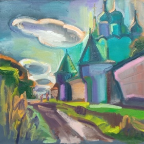 Painting for sale online - Series Passion for Borisoglebsky Monastery. On the Road with Clouds