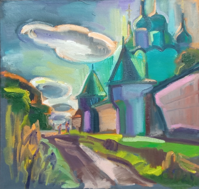 Painting for sale online - Series Passion for Borisoglebsky Monastery. On the Road with Clouds