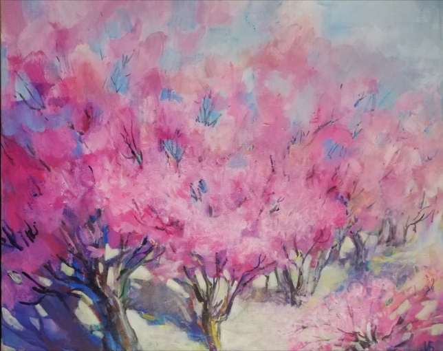 Painting for sale online - Blooming garden from a bird's eye view