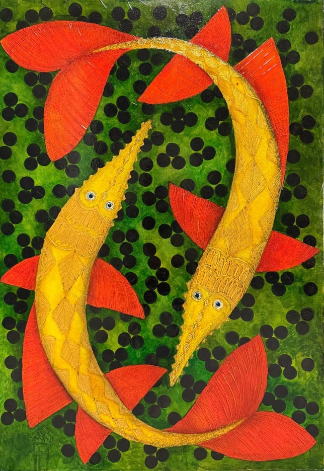 Painting for sale online - Family of sturgeons