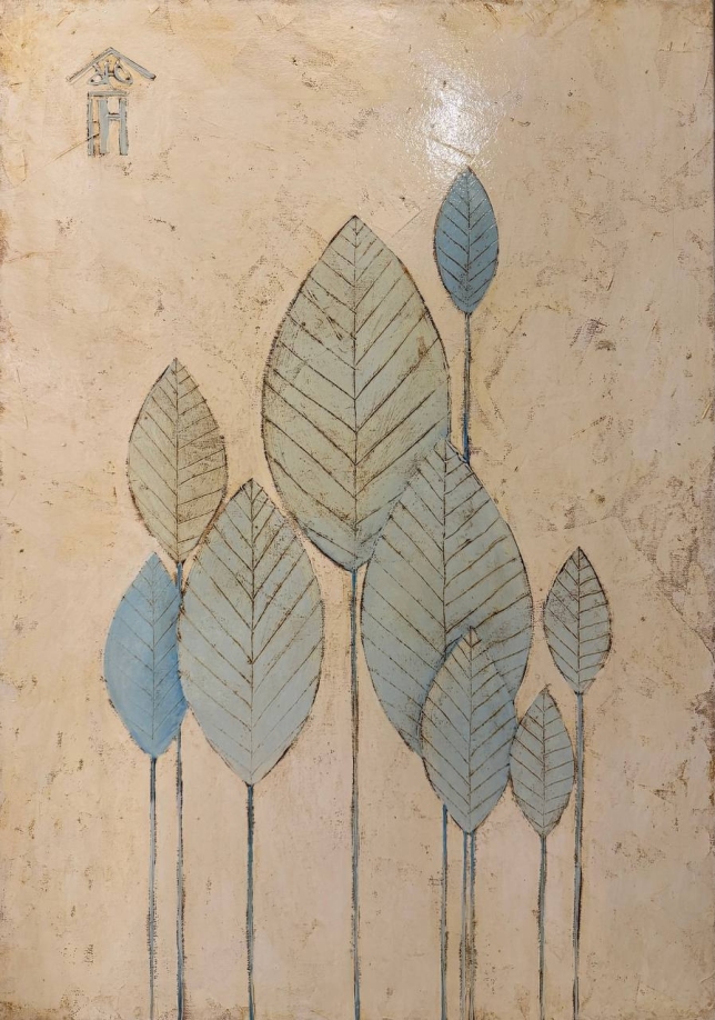 Painting for sale online - Blue leaves
