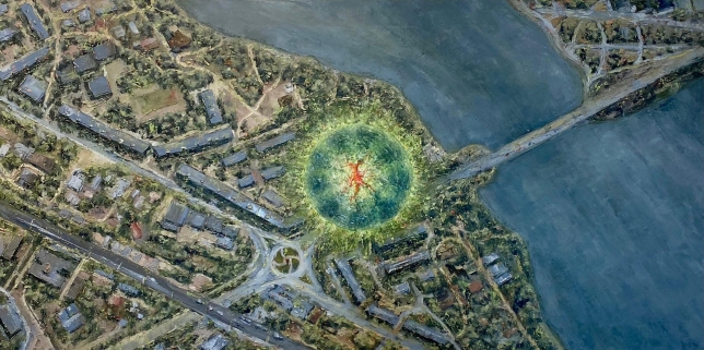 Painting for sale online - Watermelon meteorite