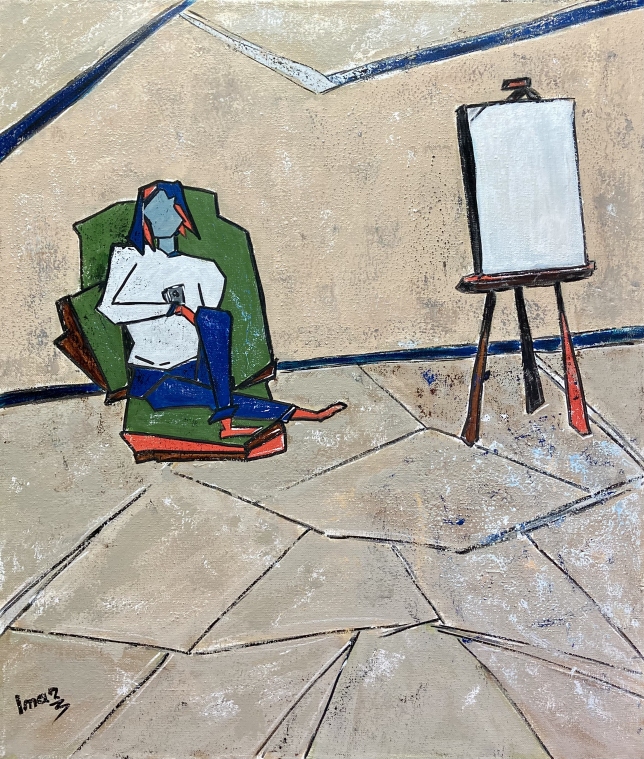 Painting for sale online - Girl in a Green Chair or Self-Portrait in a Studio