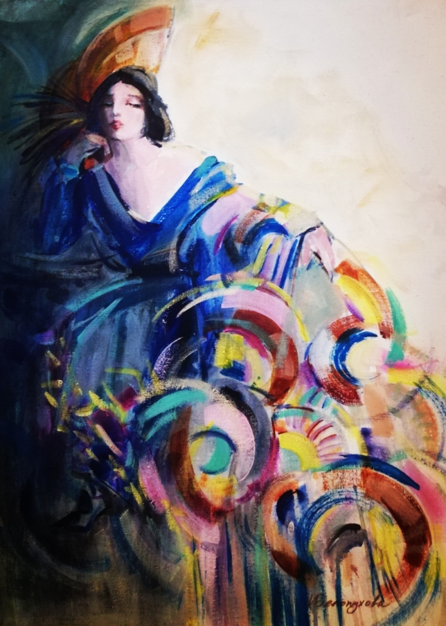 Painting for sale online - Poetess from the Art Deco Muses series