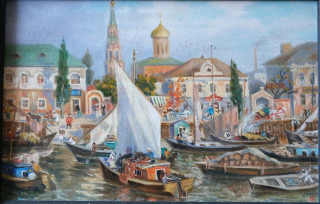 Painting for sale online - Ancient Astrakhan: Fish Bazaar in 1915