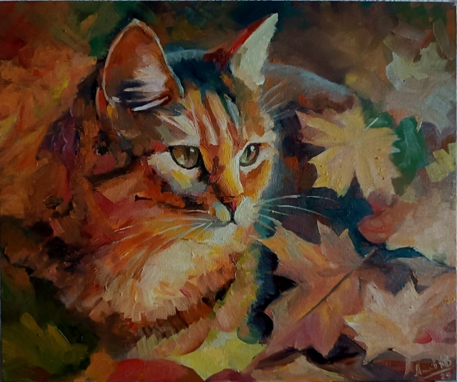 Painting for sale online - Autumn cat