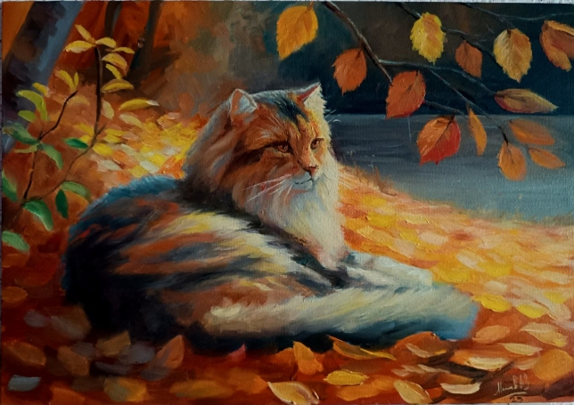 Painting for sale online - Autumn Cat -3