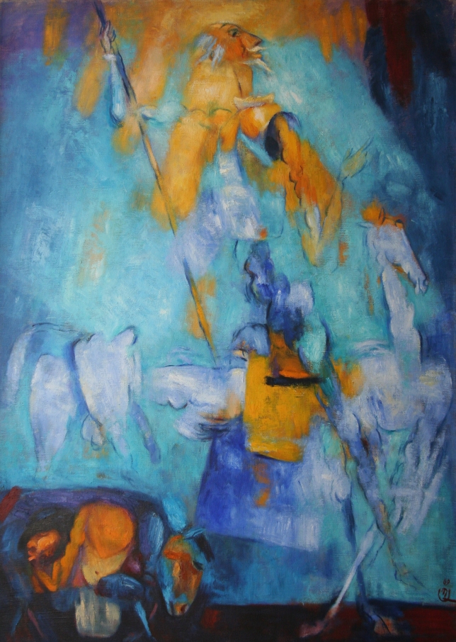 Painting for sale online - Don Quixote and Panza