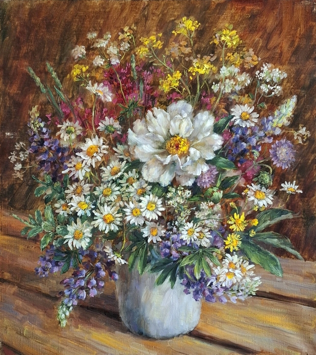 Painting for sale online - Bouquet with white peony