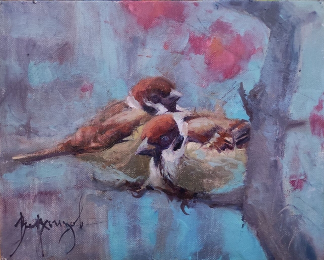 Painting for sale online - Sparrows