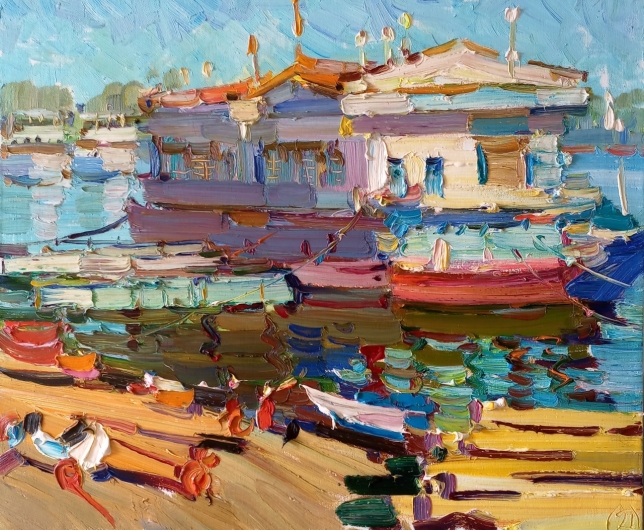 Painting for sale online - Mooring in Myshkin