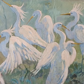 Painting for sale online - White herons