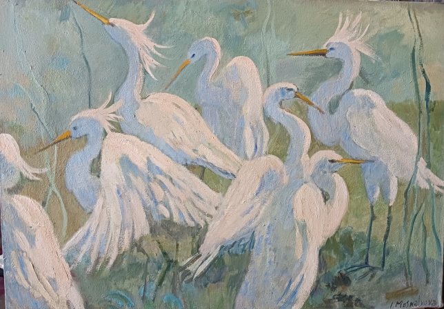 Painting for sale online - White herons