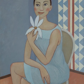 Painting for sale online - Girl with a magnolia flower