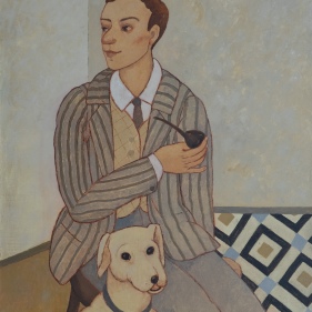Painting for sale online - A gentleman with a pipe and a dog