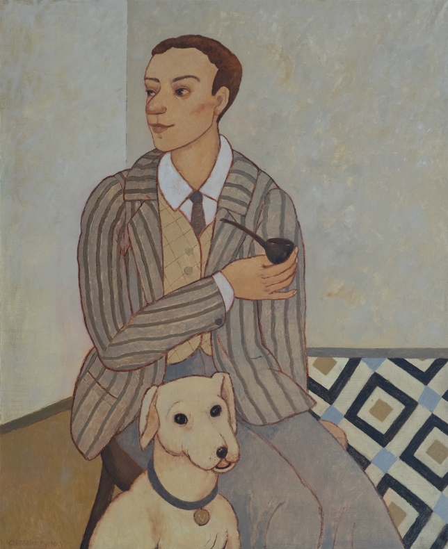 Painting for sale online - A gentleman with a pipe and a dog