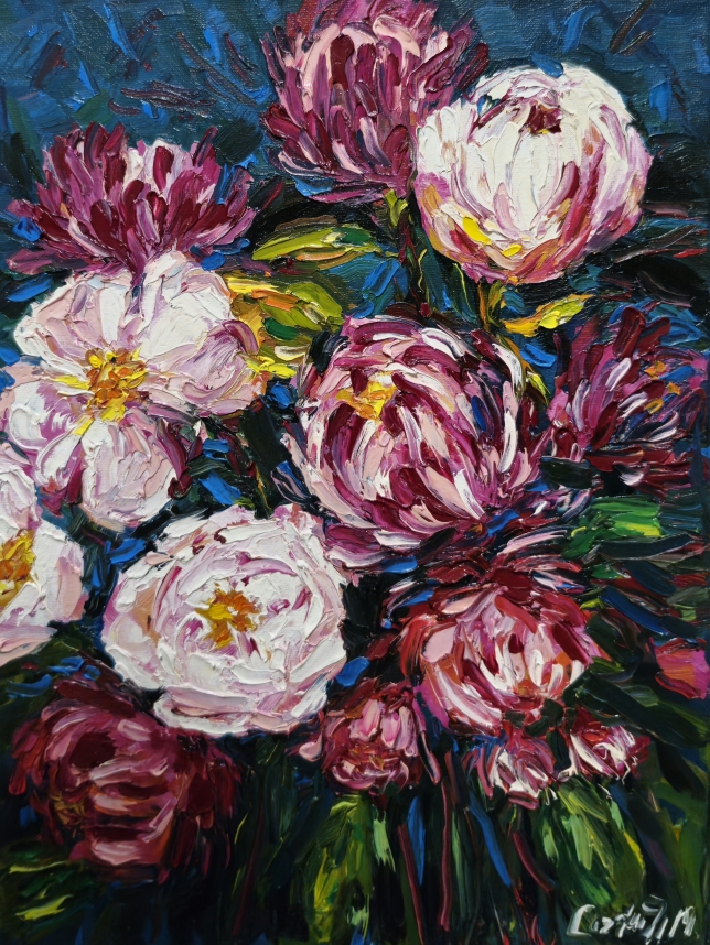 Painting for sale online - A bouquet of peonies 