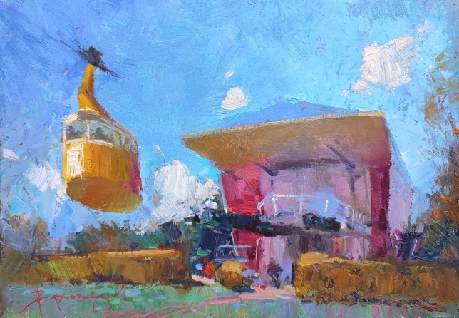 Painting for sale online - Cable Car Station in the Resort Park