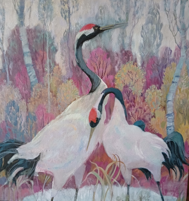 Painting for sale online - Autumn of the White Cranes