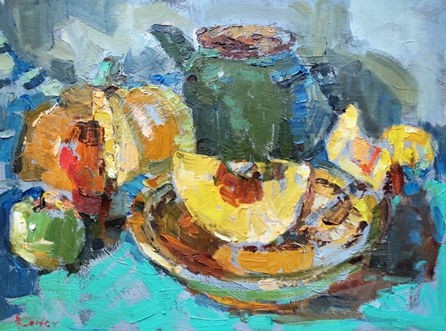 Painting for sale online - Still life with a green teapot