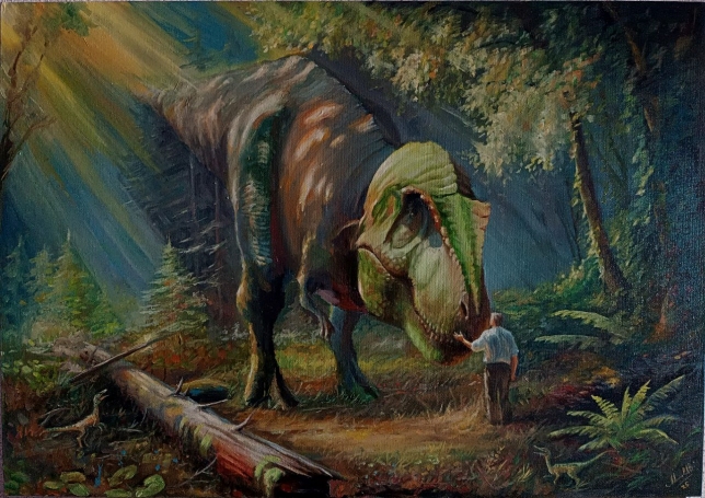 Painting for sale online - Walking with a Dinosaur