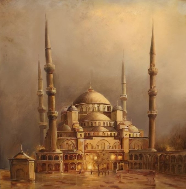 Painting for sale online - Golden Symphony of the Mosque