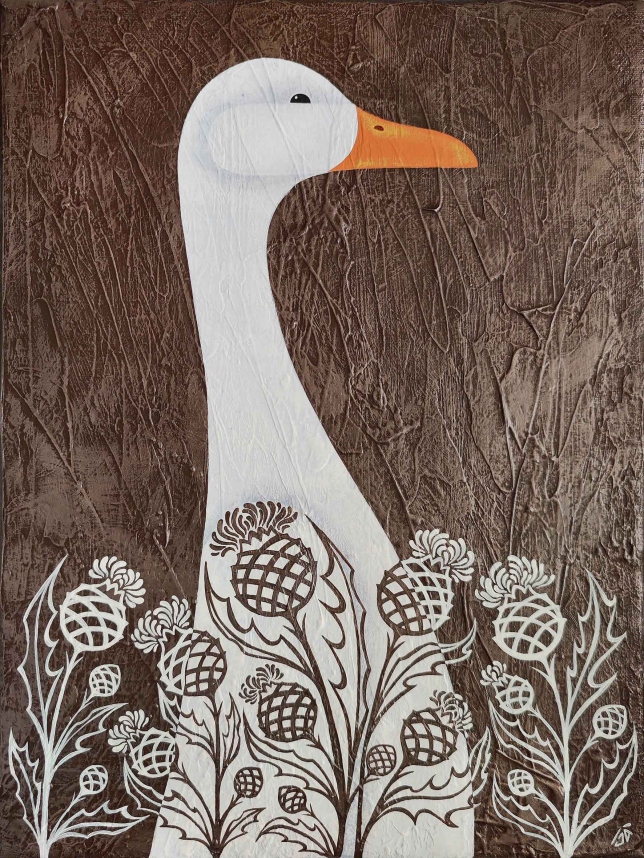 Painting for sale online - Goose in the thistle