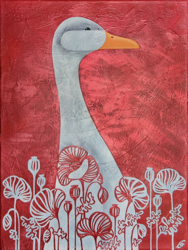 Painting for sale online - Goose in the poppys